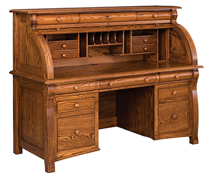 E&I Woodworking Castlebury Rolltop Desk open R65CA