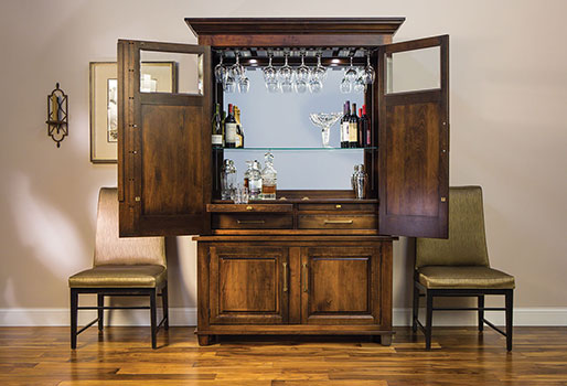 Hoosier Crafts Imperial Wine Cabinet doors open