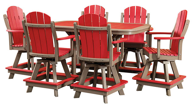Hoosier Poly Malibu Swivel Bar Chairs 42x64 Oval Table