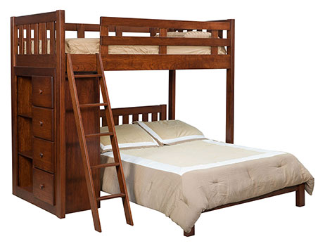 Old Town Oak Bunk Bed with Bookcases