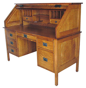 E&I Woodworking Post Mission Rolltop Desk open PR592