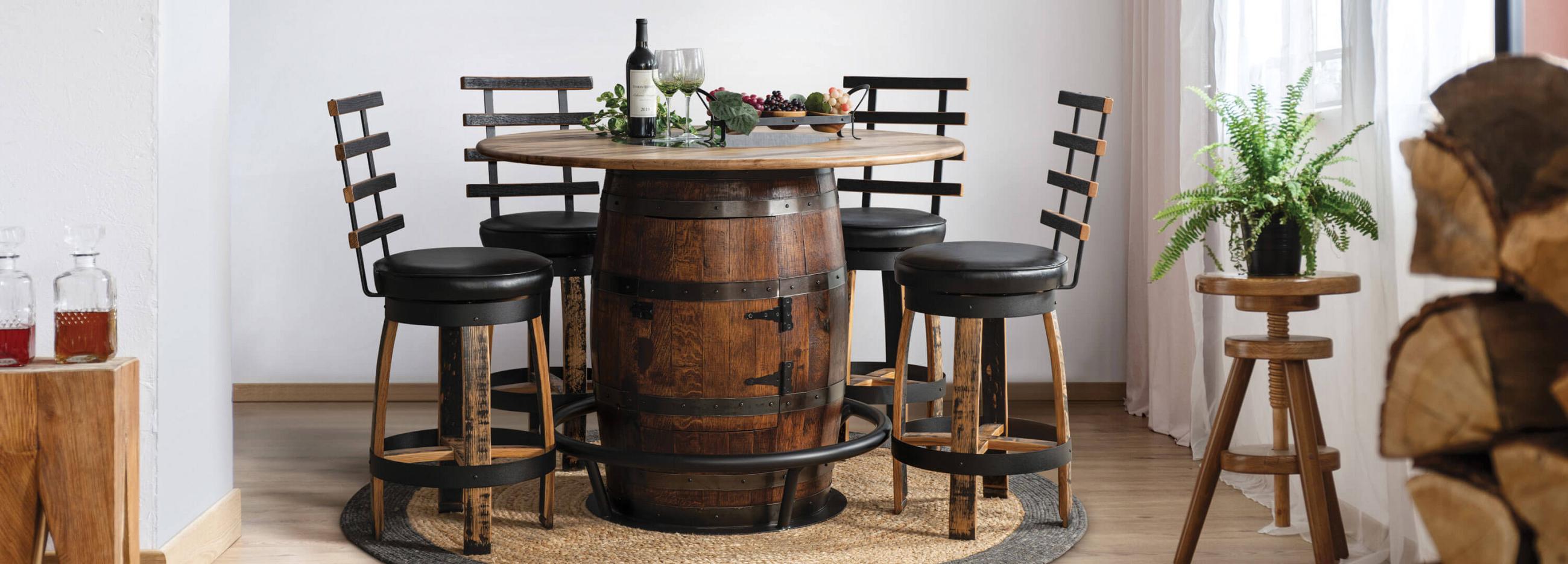 Unique Creations Barrel Table Dining Room Furniture Collection