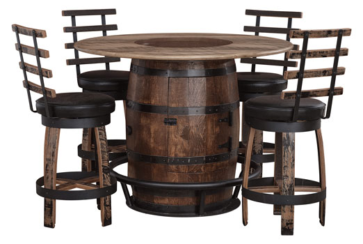 Unique Creations Barrel Table with Glass Center Set