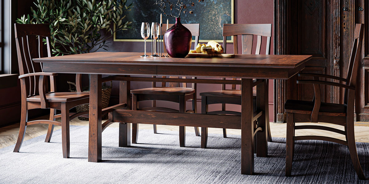 West Point Woodworking Bridgeport Trestle Table Dining Room Furniture Set