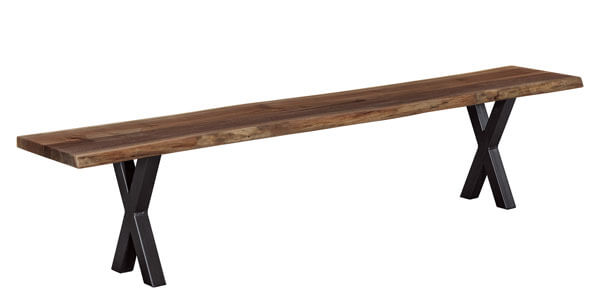 West Point Woodworking Live Edge Bench with Xavier Trestle Base