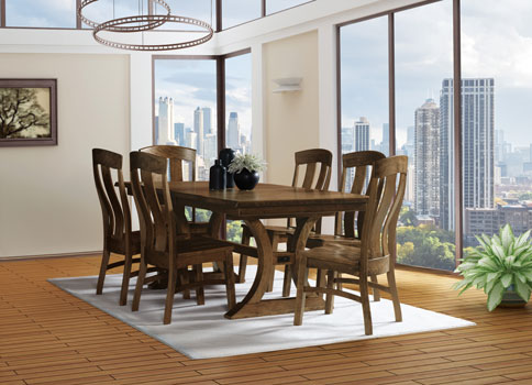 Woodgrains and Resin Zachary Century Edge Table Dining Room Furniture Set